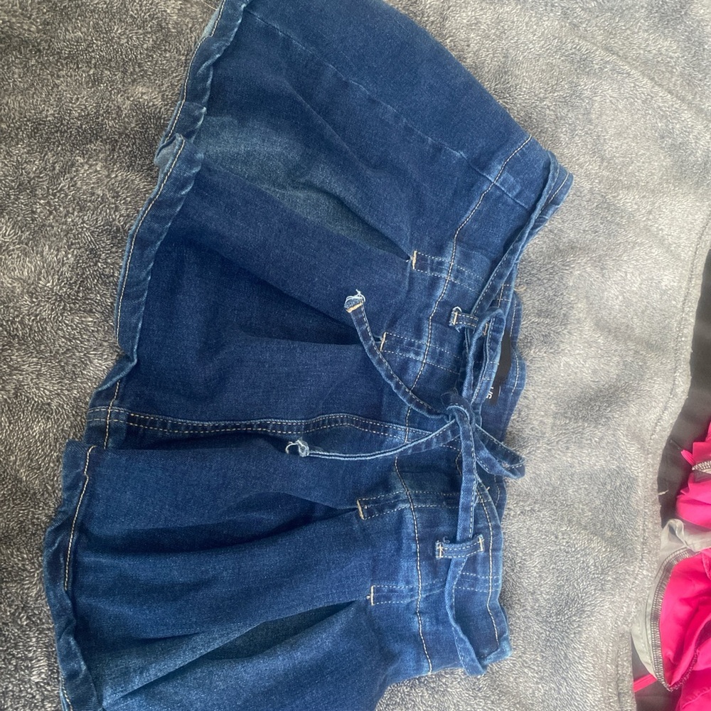 refuge Dark Indigo Denim Tie-Waist Skirt